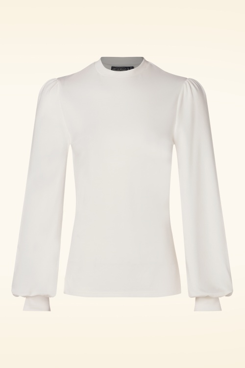 Vixen - Long sleeve jersey top in wit