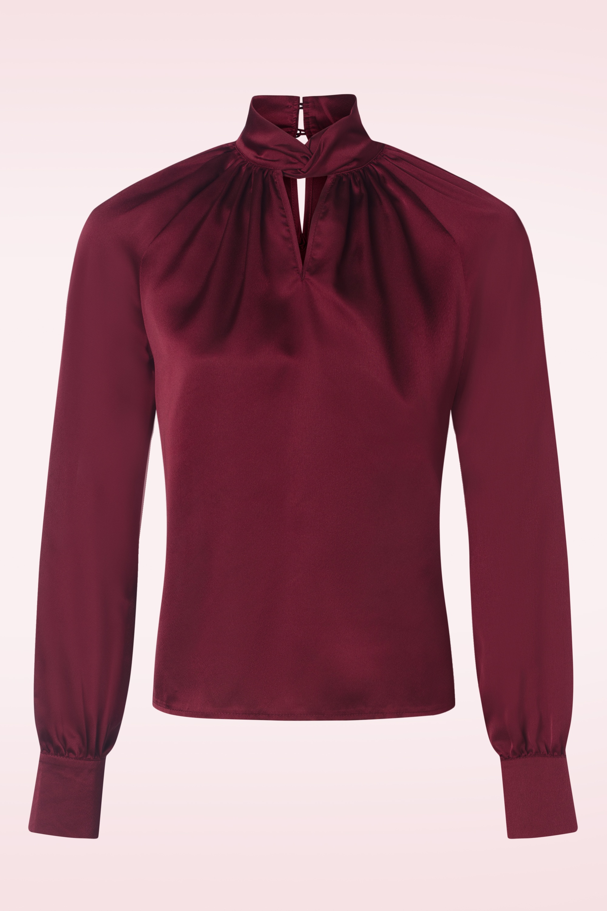 Vixen - Twist satin blouse in wijnrood 2