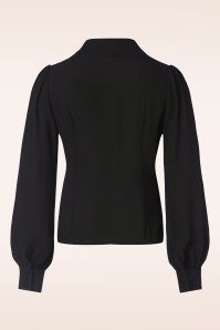 Vixen - Crêpe long sleeve blouse in zwart 3