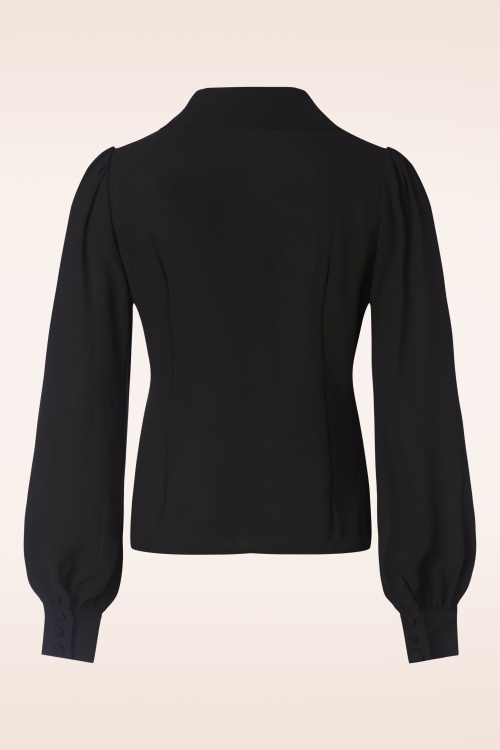 Vixen - Crêpe long sleeve blouse in zwart 3