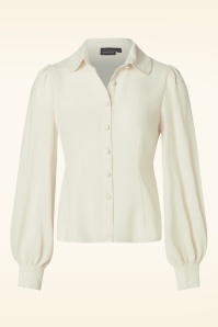 Vixen - Crepe long sleeve blouse in crème  2