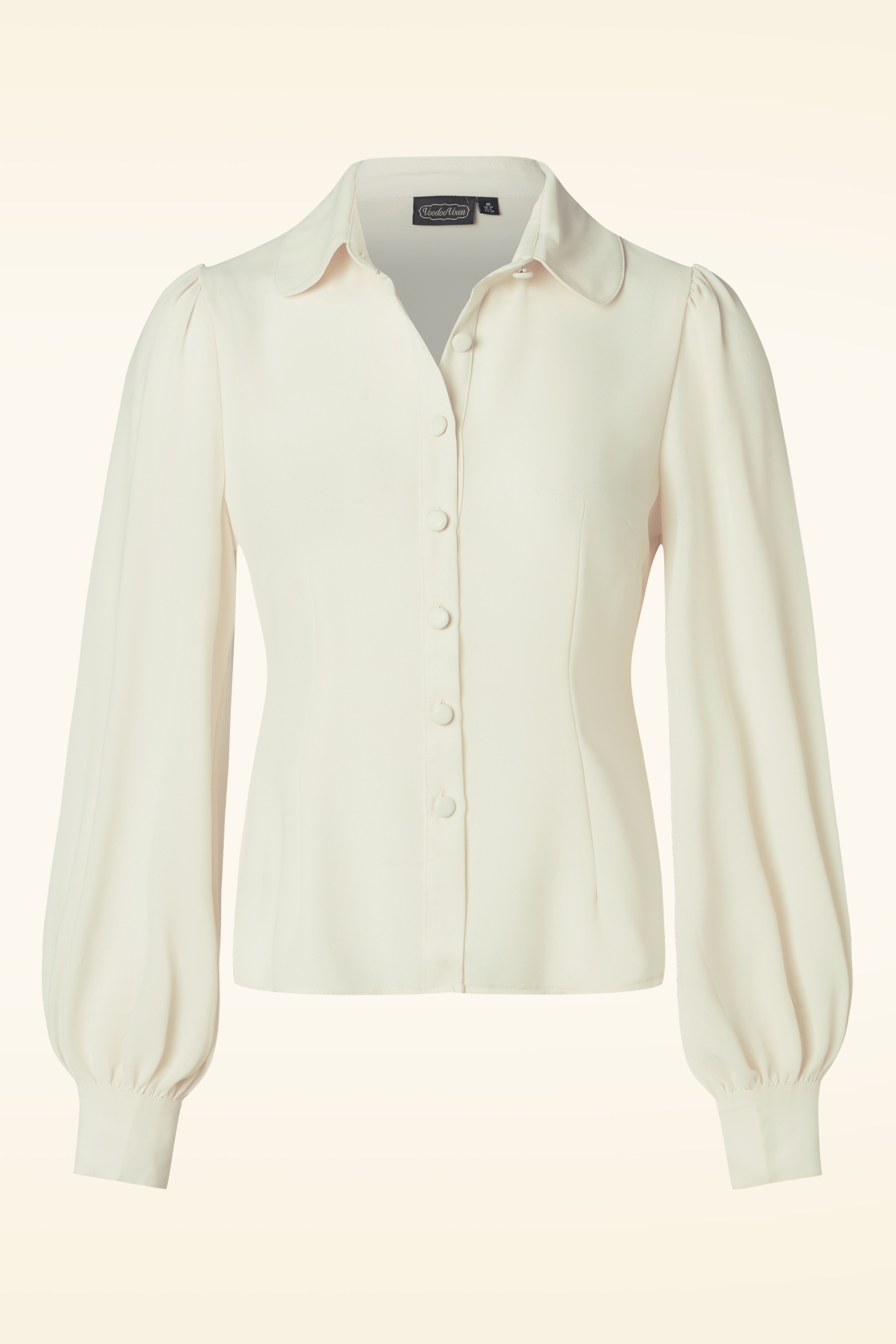 Vixen - Crepe long sleeve blouse in crème  2