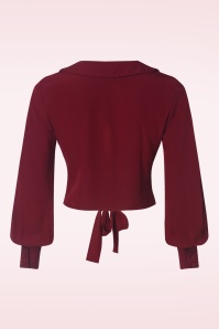 Vixen - Short bow blouse in wijnrood 4