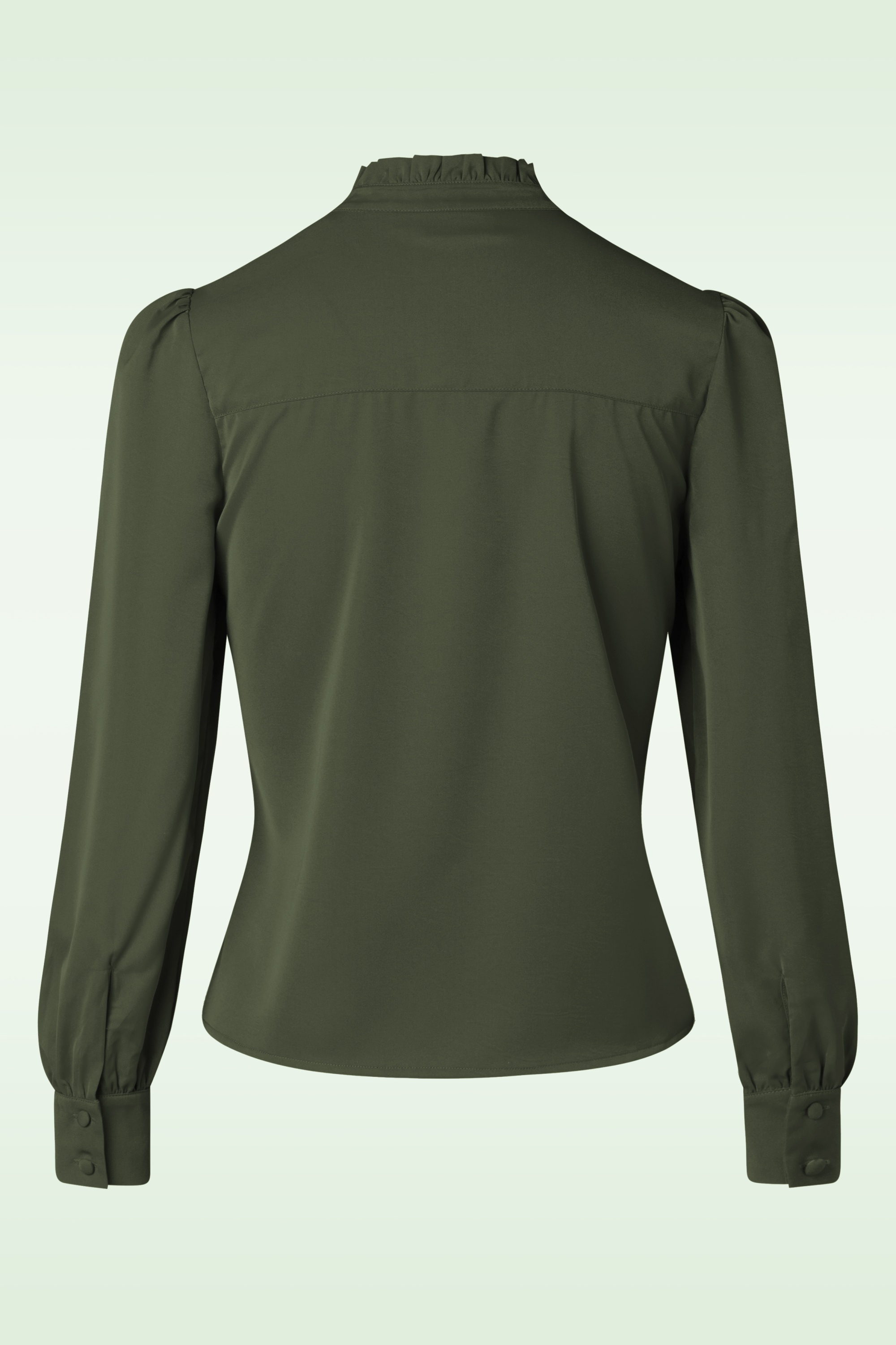 Vixen - Tia Tie Neck blouse in olijfgroen 3