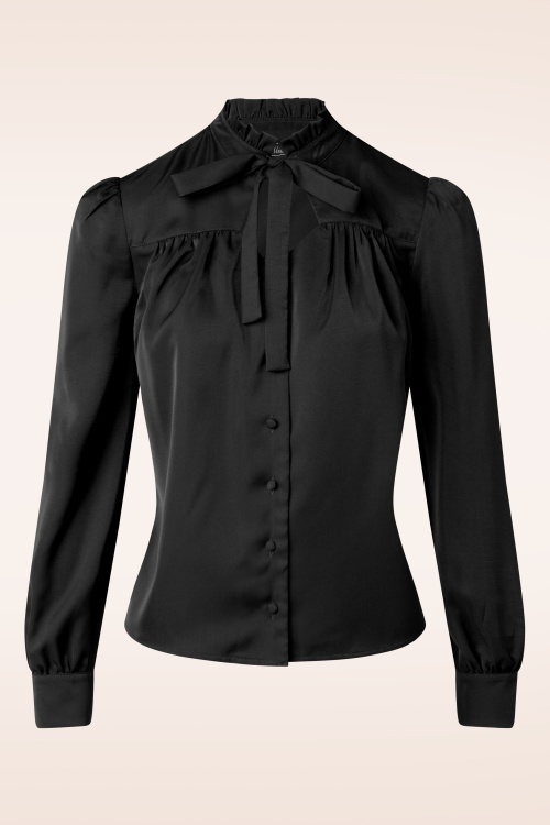 Vixen - Tia Tie Neck blouse in zwart 2