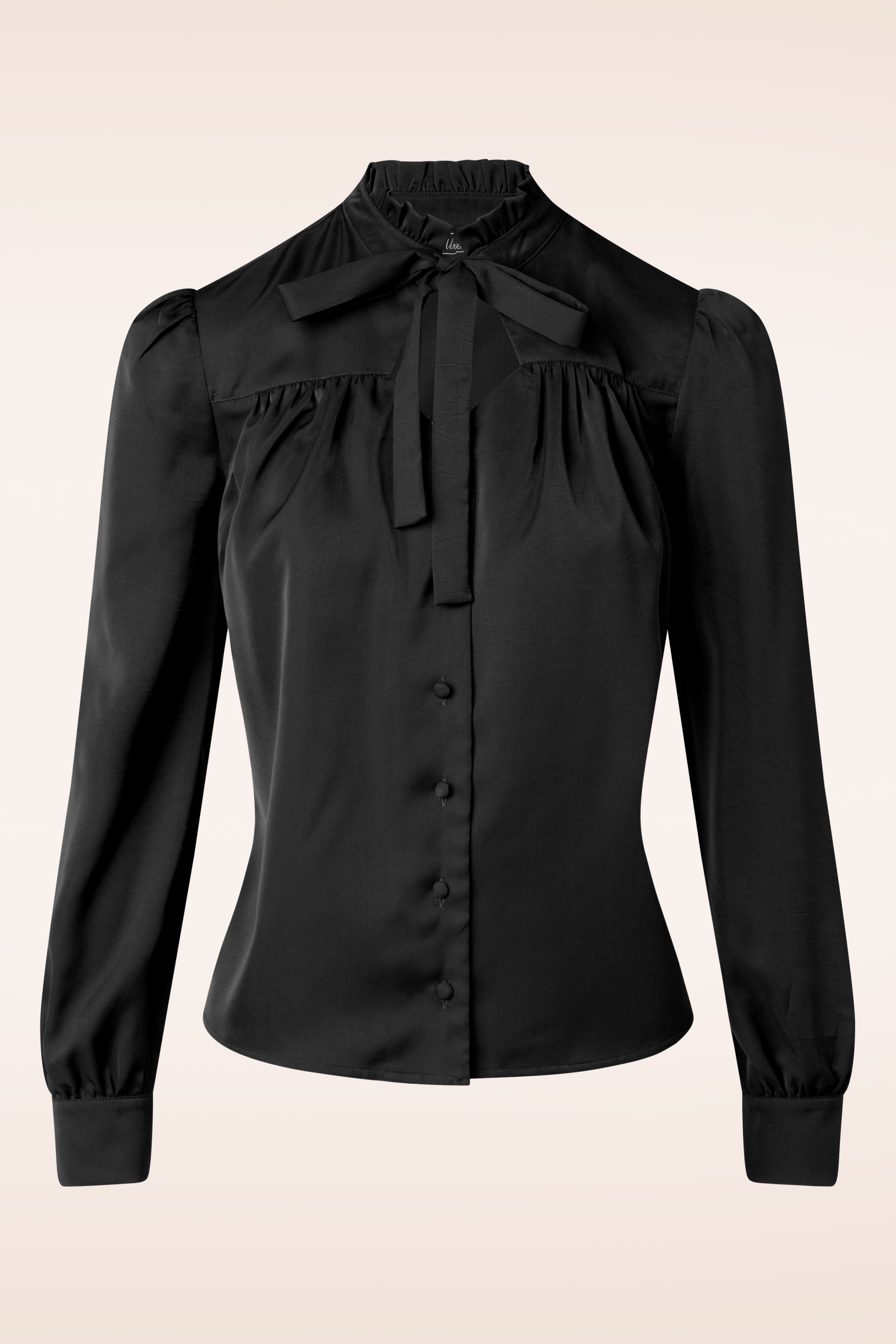 Vixen - Tia Tie Neck blouse in zwart