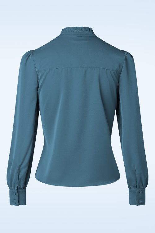 Vixen - Tia Tie Neck blouse in duifblauw 3