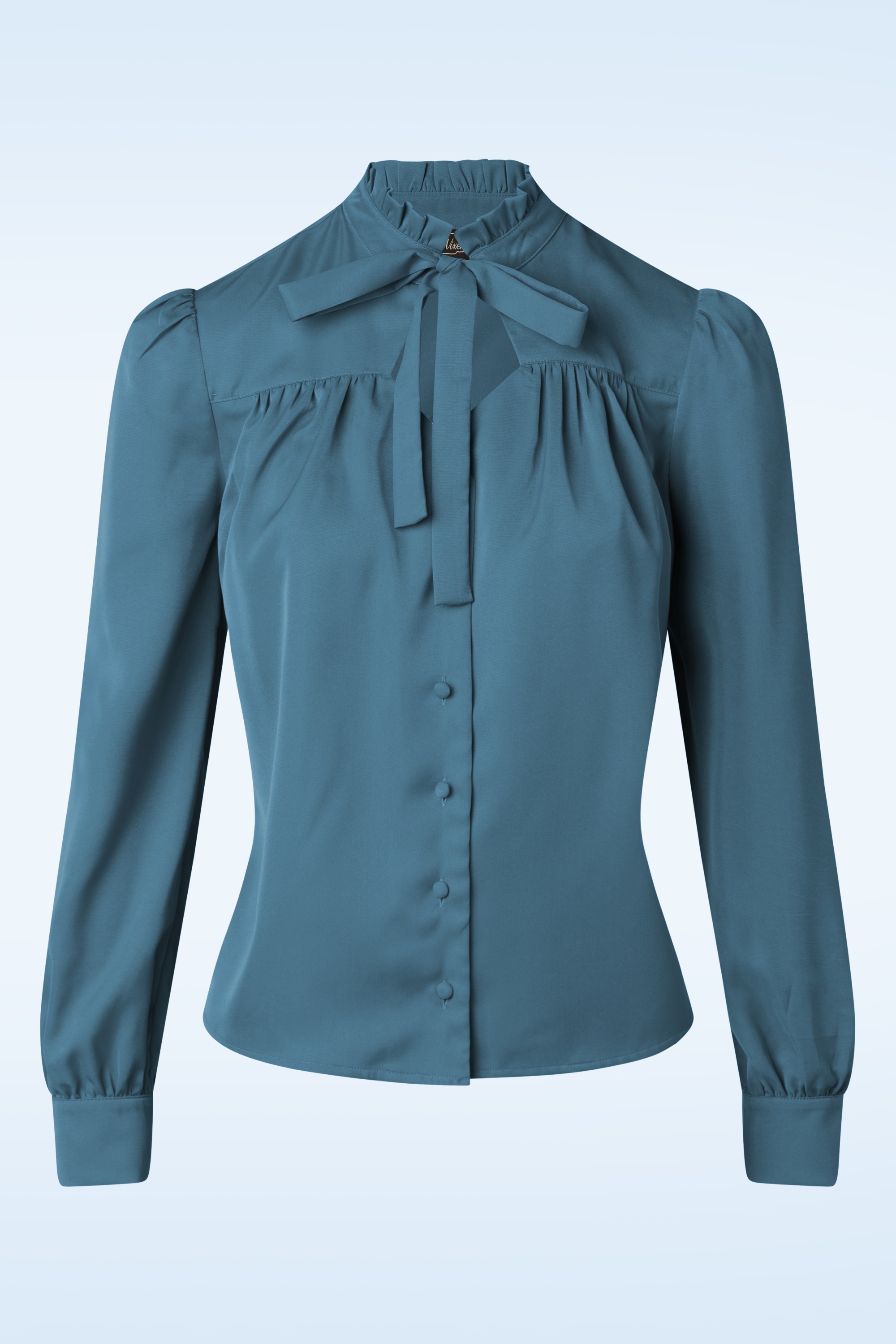 Vixen - Tia Tie Neck blouse in duifblauw