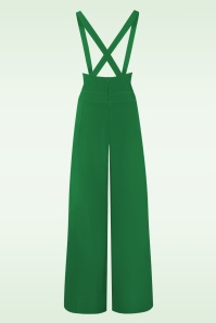 Vixen - Wide leg suspender pantalon in klaver groen 4