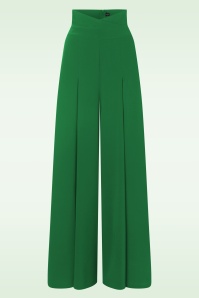 Vixen - Wide leg suspender pantalon in klaver groen 2