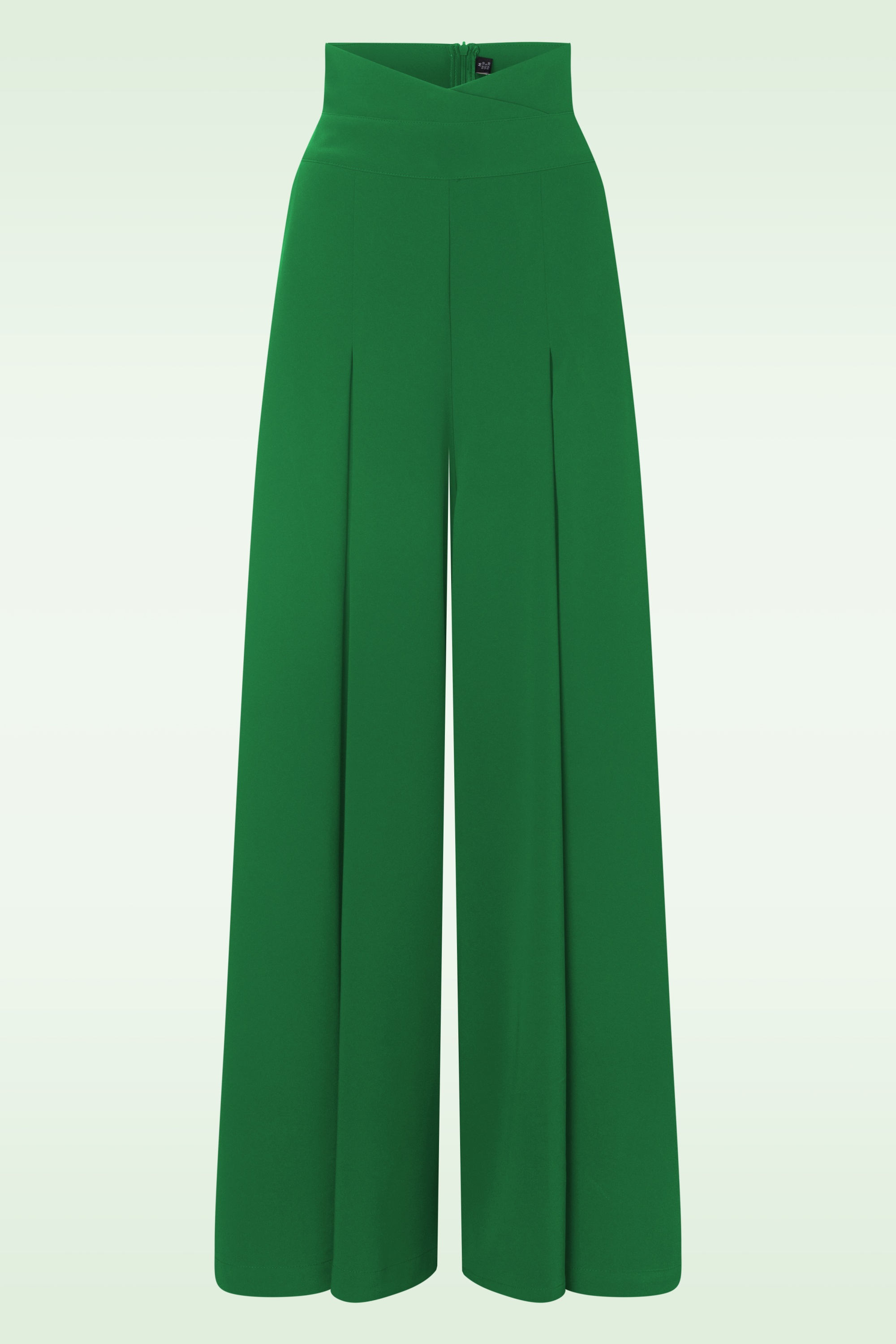 Vixen - Wide leg suspender pantalon in klaver groen 2