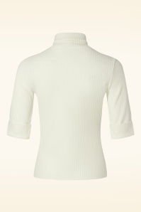 Vixen - Roll neck ribbed sweater in crème  3