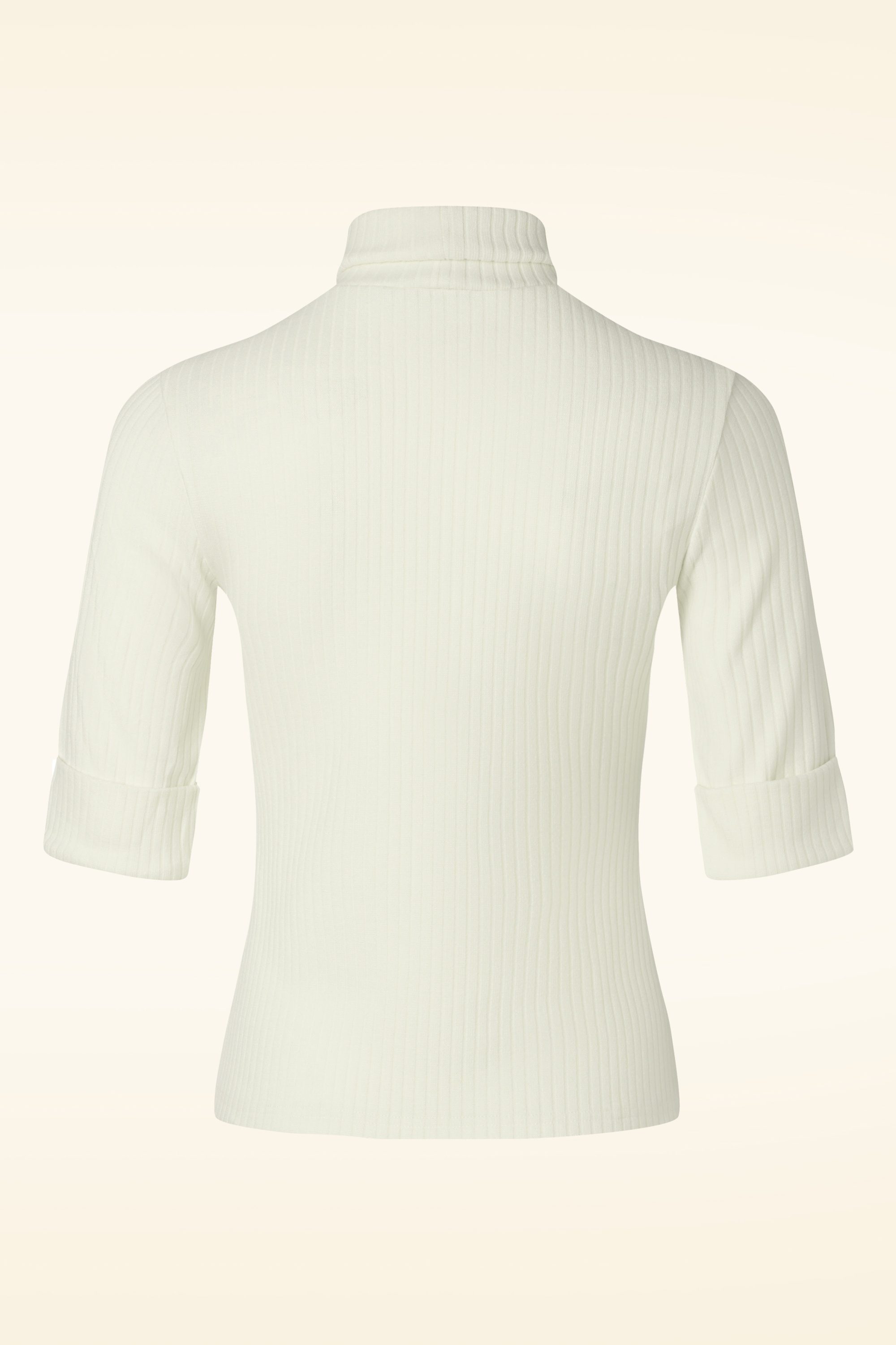 Cream ribbed polo neck best sale