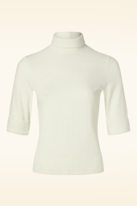 Vixen - Roll neck ribbed sweater in crème 