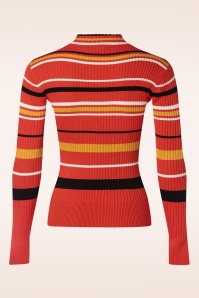 Vixen - High neck striped sweater in oranje 3