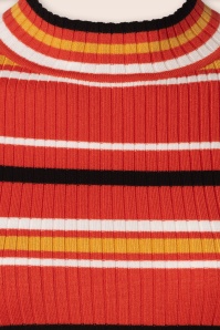 Vixen - High neck striped sweater in oranje 2