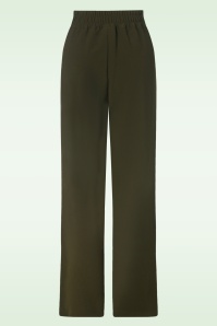 Vixen - Wide leg pantalon in olijfgroen 4