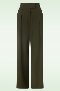 Vixen - Wide leg pantalon in olijfgroen 2