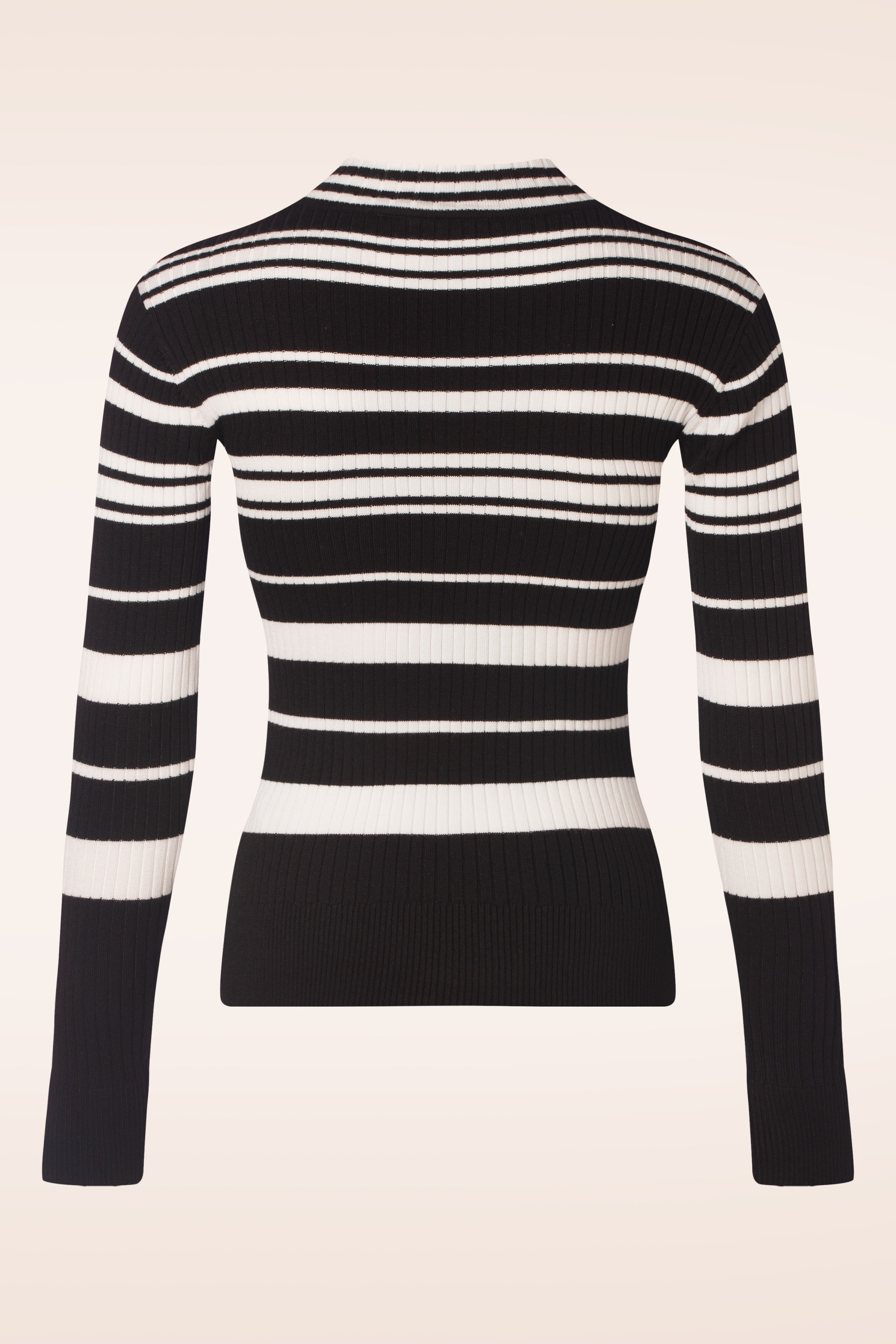 Vixen - High neck striped sweater in zwart en wit 4