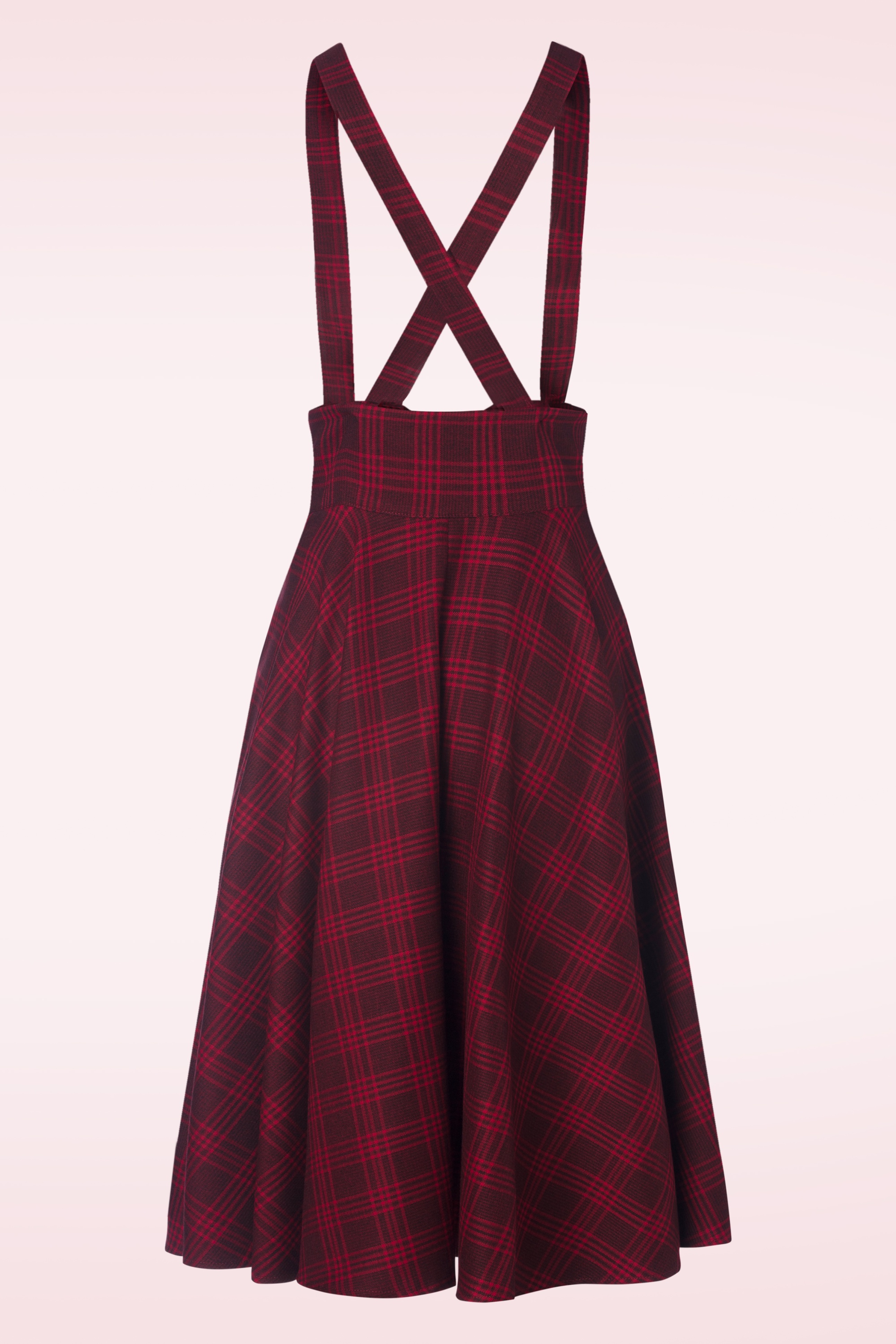 Vixen - Plaid suspender swing rok in rood 4