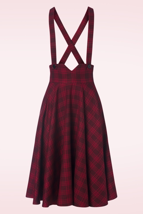 Vixen - Plaid suspender swing rok in rood