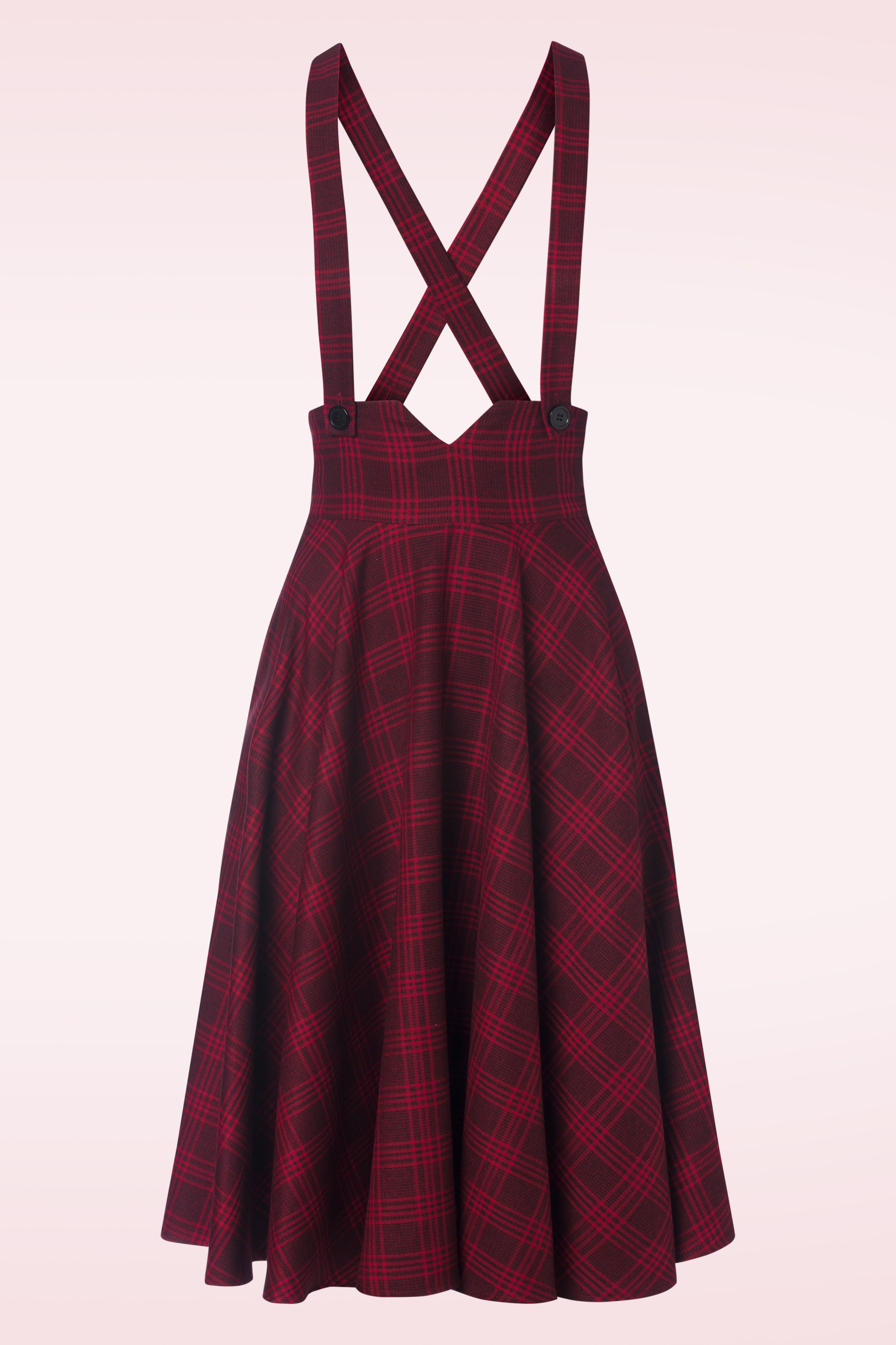 Vixen - Plaid suspender swing rok in rood 2