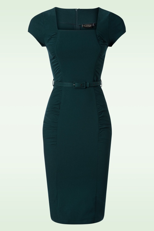 Vixen -  Square Neck Bodycon jurk in opaalgroen