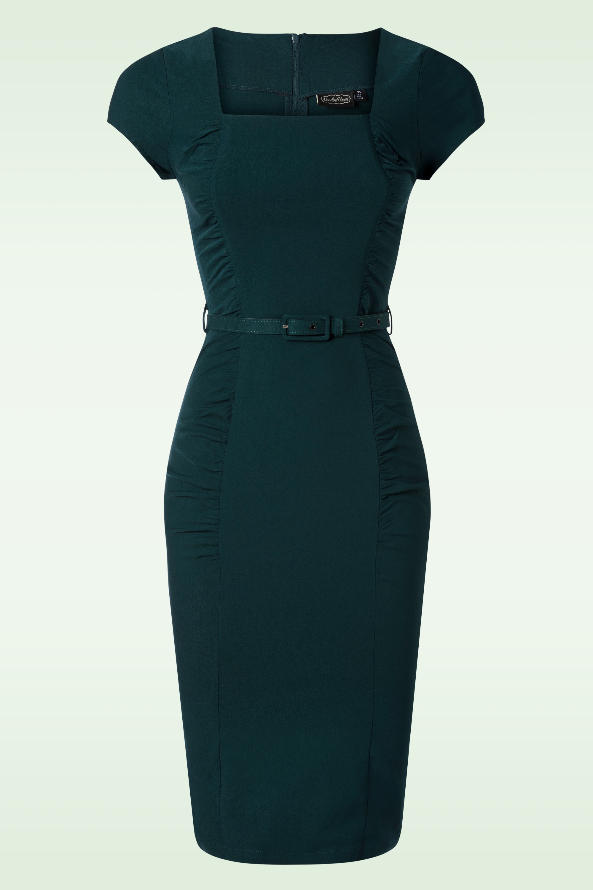 Vixen -  Square Neck Bodycon jurk in opaalgroen