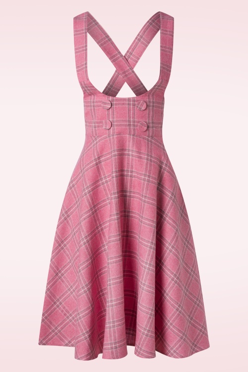 Vixen - Plaid pinafore rok in roze