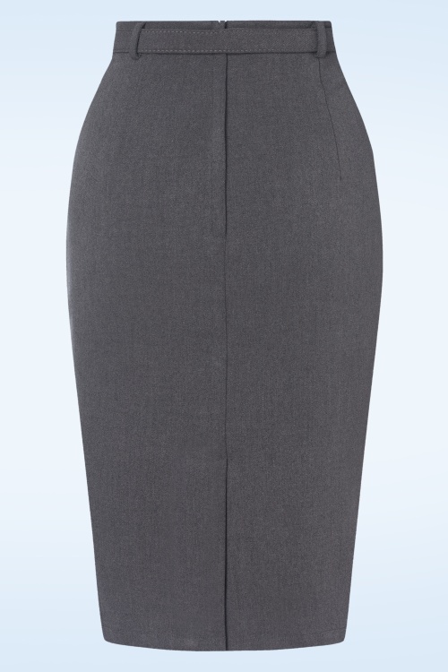 Vixen Belted Pencil Skirt in Grey Shop at Topvintage