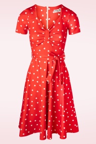 Vintage Chic for Topvintage - 50s Hannah Hearts Swing Dress in Lipstick Red
