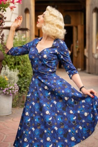 Topvintage Boutique Collection - Topvintage exclusive ~ Eliane Wonderland Swing jurk in blauw 5