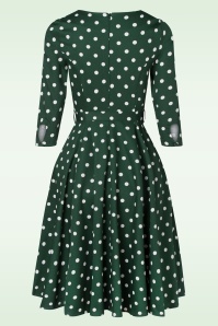 Hearts & Roses - Olivia Swing Polkadot jurk in groen en wit 5