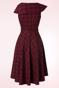 Vixen - Wide Collar Plaid swing jurk in rood 3