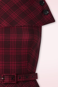 Vixen - Wide Collar Plaid swing jurk in rood 2