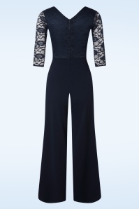 Vintage Chic for Topvintage - Maribelle kanten jumpsuit in marineblauw 3