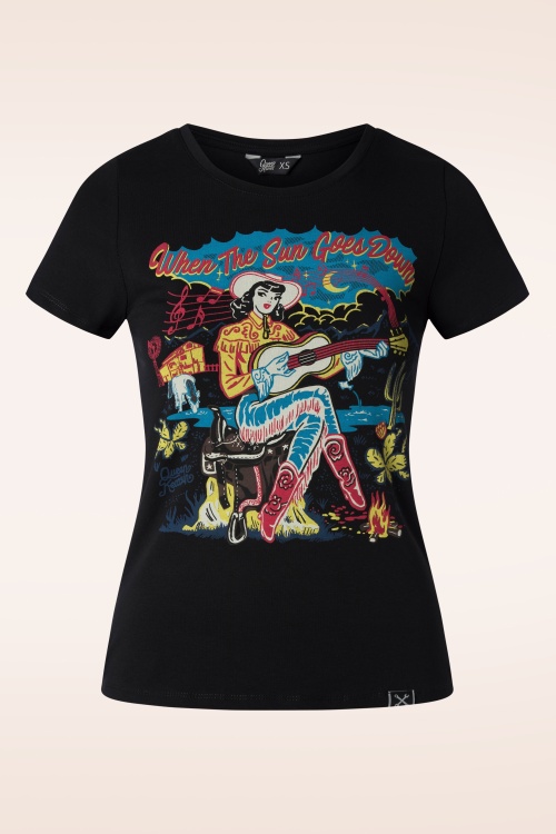 Queen Kerosin - Country Roads t-shirt in zwart