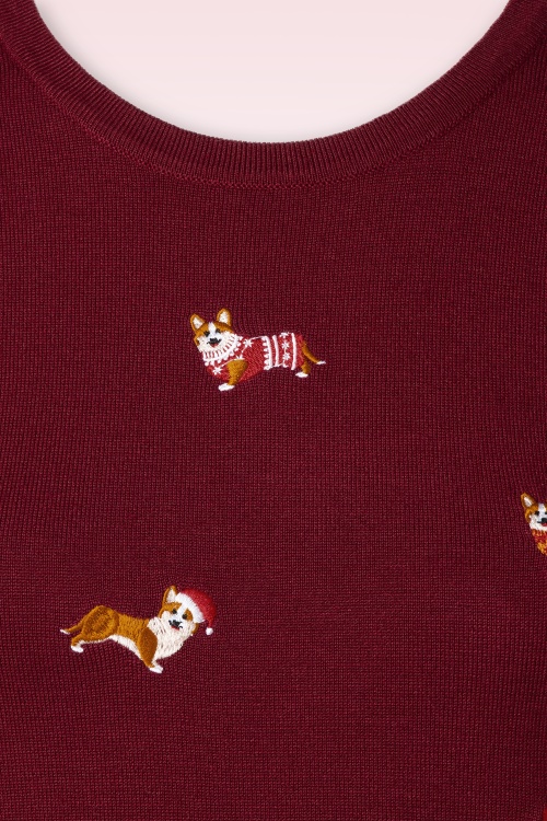 Banned Retro 50s The Queens Corgi Jumper in Burgundy Shop at Topvintage