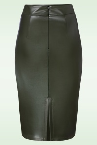 Vintage Chic for Topvintage - Topvintage exclusive ~ Lena lederlook pencil rok in khaki 3