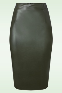 Vintage Chic for Topvintage - Topvintage exclusive ~ Lena lederlook pencil rok in khaki
