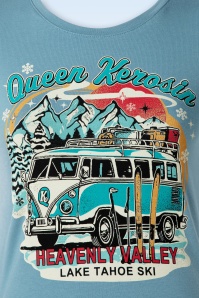 Queen Kerosin - Heavenly Valley t-shirt in rookblauw 2