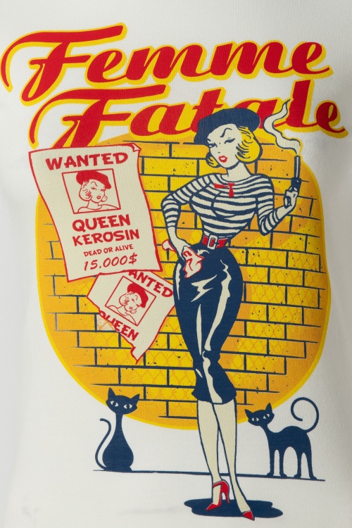 Queen Kerosin - Femme Fatale T-shirt in wit 2