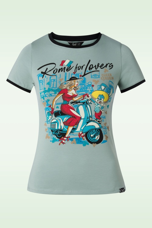 Queen Kerosin - Rome for Lovers t-shirt in hemelsblauw