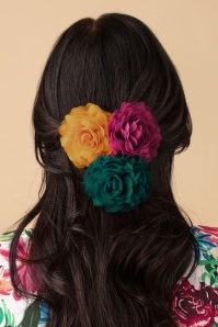 Urban Hippies - Hair Flowers set in abrikoos, framboos en teal