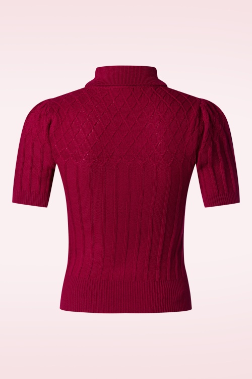 Emmy Design - The Tiptop merino wol gebreide top in bordeauxrood  3