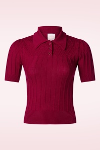 Emmy Design - The Tiptop merino wol gebreide top in bordeauxrood 