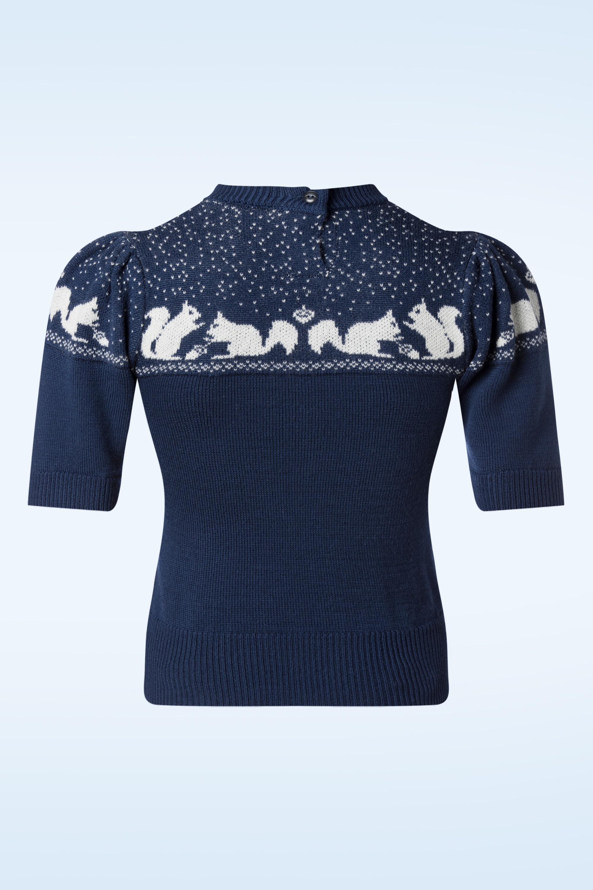 Emmy Design - The Nuts About You merino wol gebreide top in nachtblauw 3