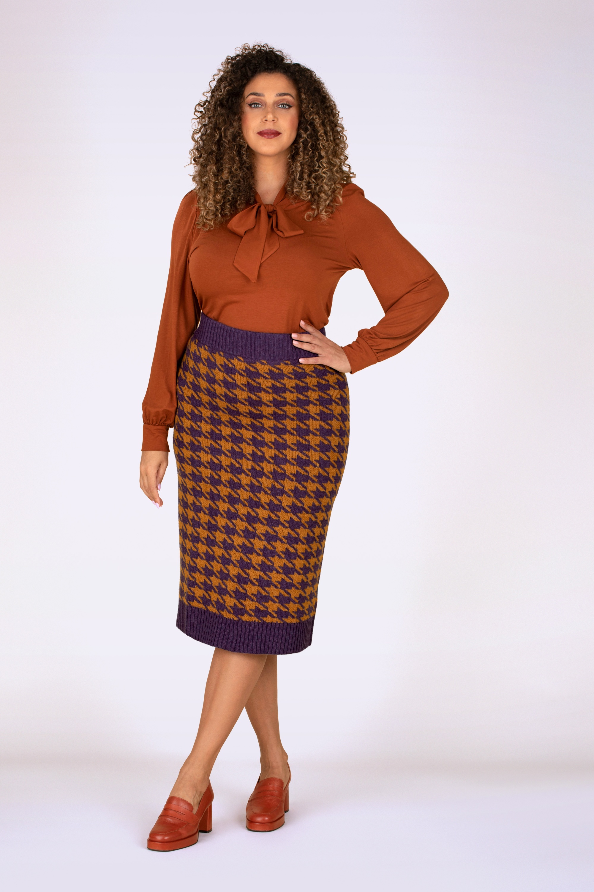 Zilch - Holly Houndstooth rok in karamel