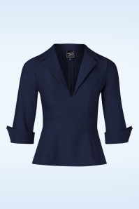 Glamour Bunny Business Babe - Dianne blouse in marineblauw 2