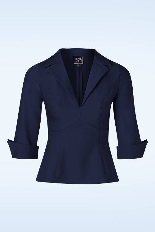 Glamour Bunny Business Babe - Dianne blouse in marineblauw 2